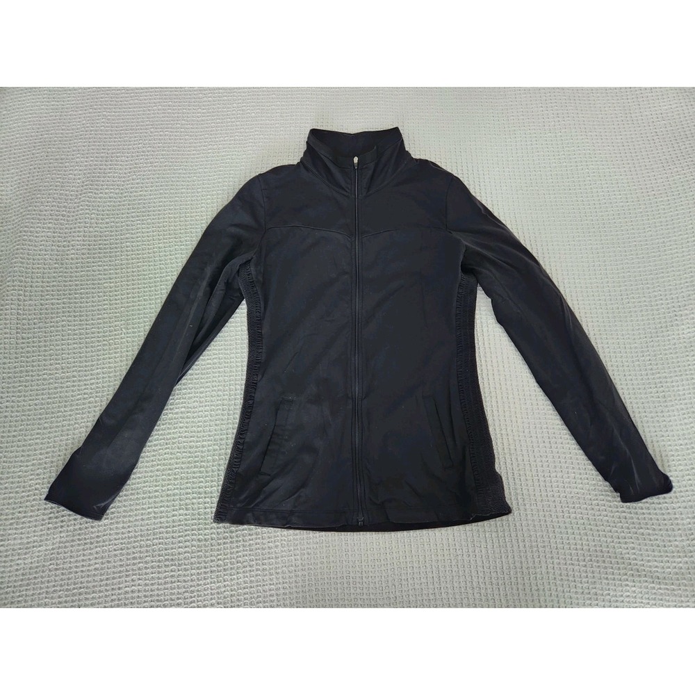 Lucy Medium Powermax Activewear Yoga Zip Up Black Shirt Jacket M Athletic Women
